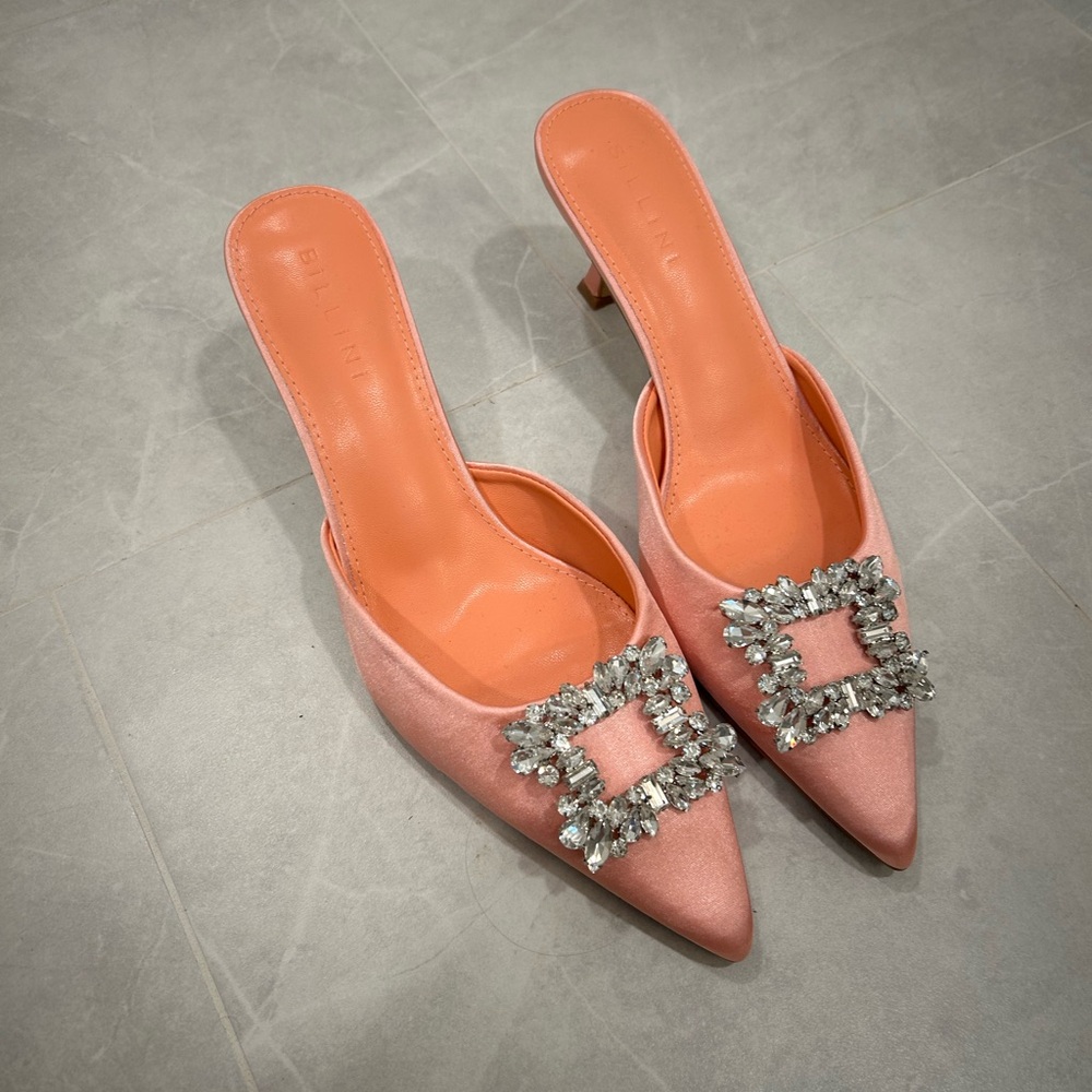 Billini Pink Crystal Buckle Mules
